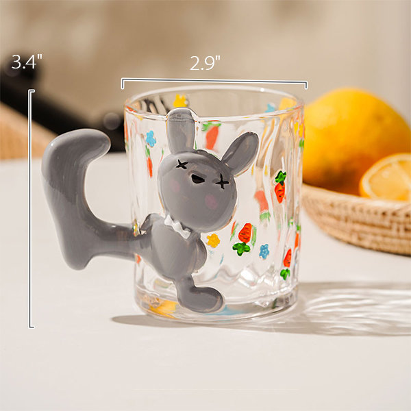 Cute Bunny Mug - Glass - White - Gray - 3 Colors from Apollo Box