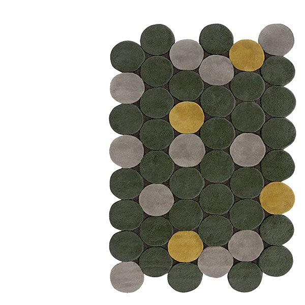 Minimalist Irregular Rug - Wool - White - Green - ApolloBox