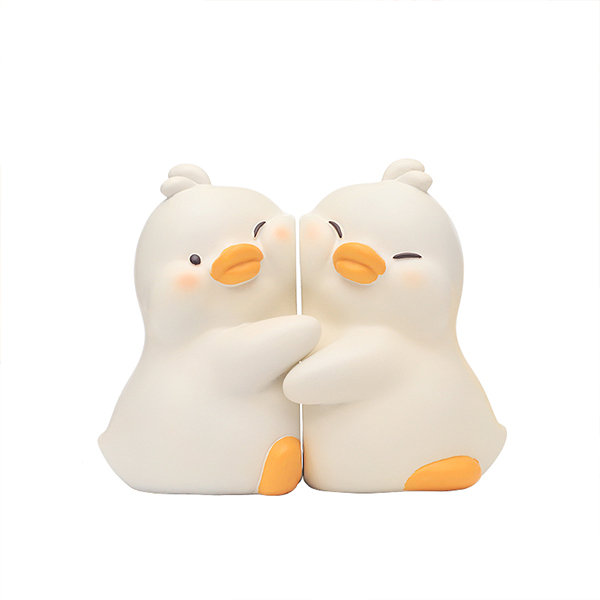 Duck Cute Bookends - Resin - White - Yellow - ApolloBox