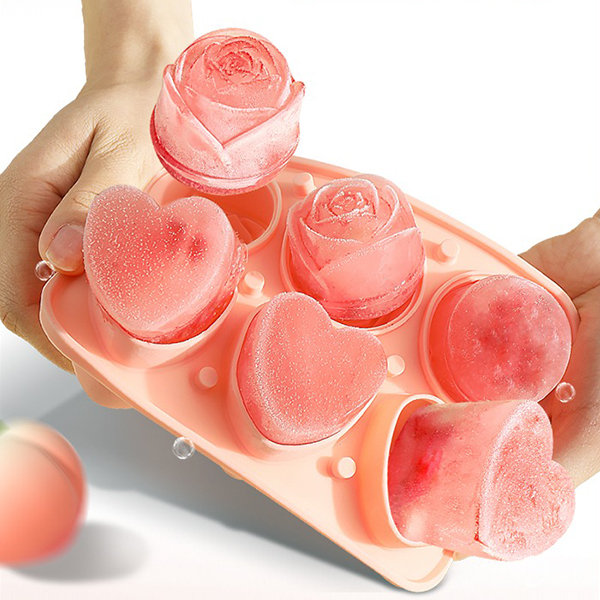 Rose Ice Cube Mold, Heart Shapes Ice Cube Tray, Silicone Ice Mold