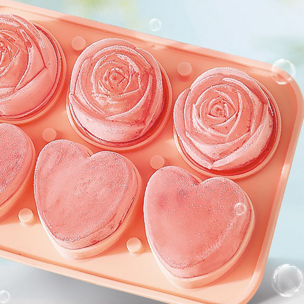 Tohuu Rose Flower Ice Cube Mold 6 Cavity Ice Rose And Heart Maker