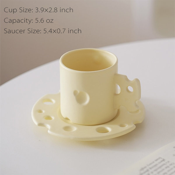 Cheese Coffee Cup And Saucer - Brown - Black - 5 Colors