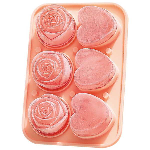  Silicone Ice Molds Fun Shapes Set, Heart Rose Ice Cube
