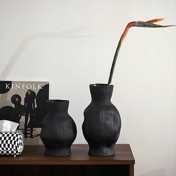 Wabi Sabi Ceramic Vase - 2 Sizes - Black - White