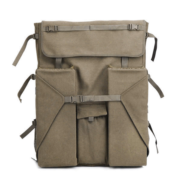 Canvas Backpack for Artists - Large Capacity - Black - Brown