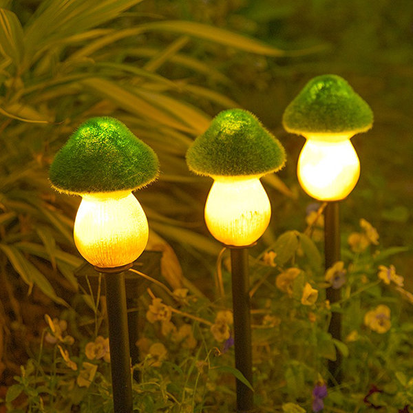 Solar Powered Mushroom Garden Light - Resin - Green