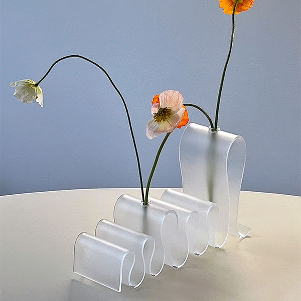 Acrylic Irregular Vase - Transparent - Frosted
