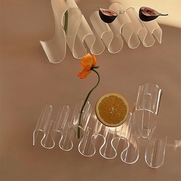 Acrylic Irregular Vase - Transparent - Frosted
