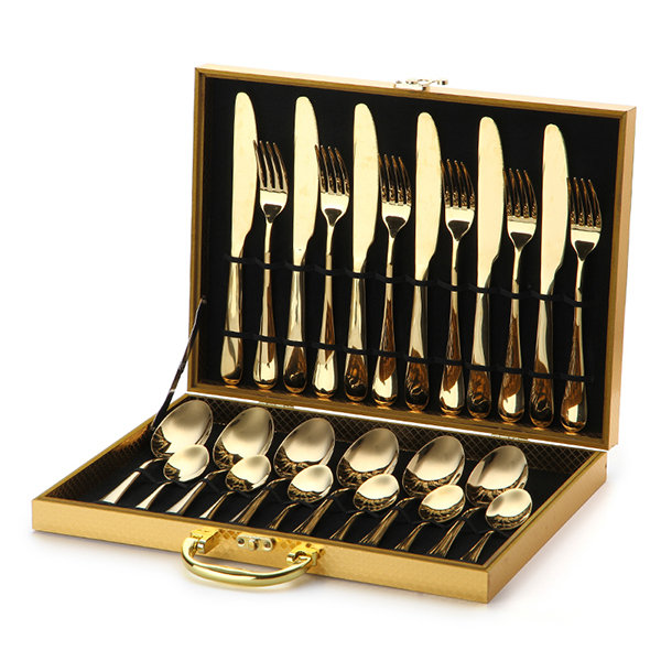 Gold Tableware Set - Stainless Steel - 24 Pcs image