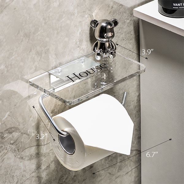 Wall Hanging Toilet Paper Box - Acrylic - Brown - Transparent