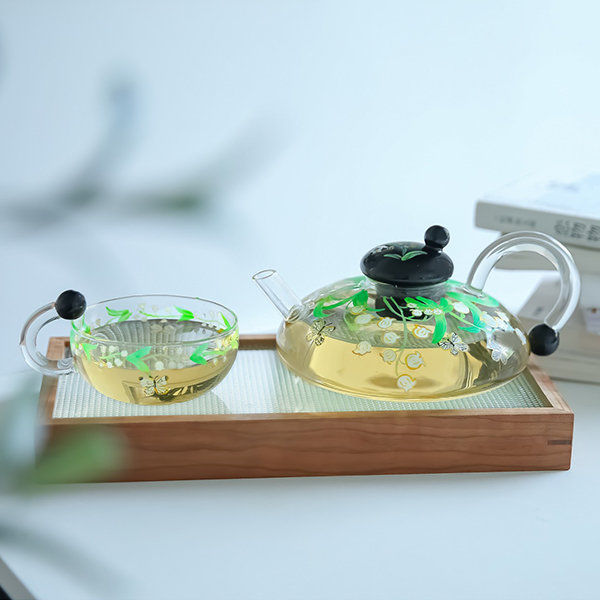Lily Teapot And Tea Cup Set - Glass