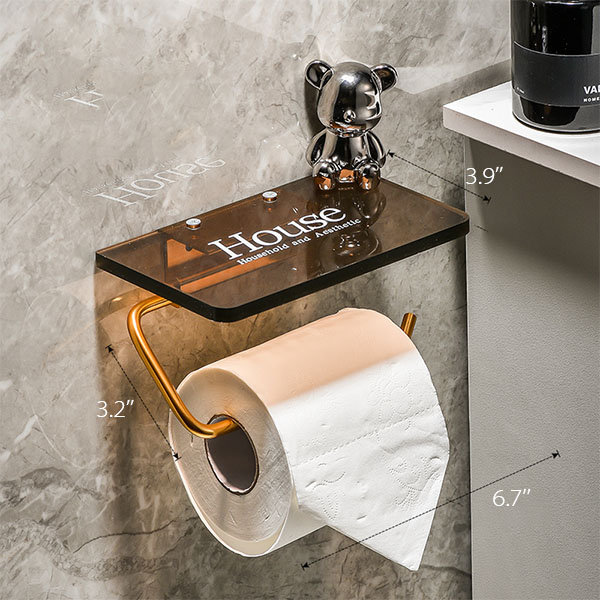 Wall Hanging Toilet Paper Box - Acrylic - Brown - Transparent
