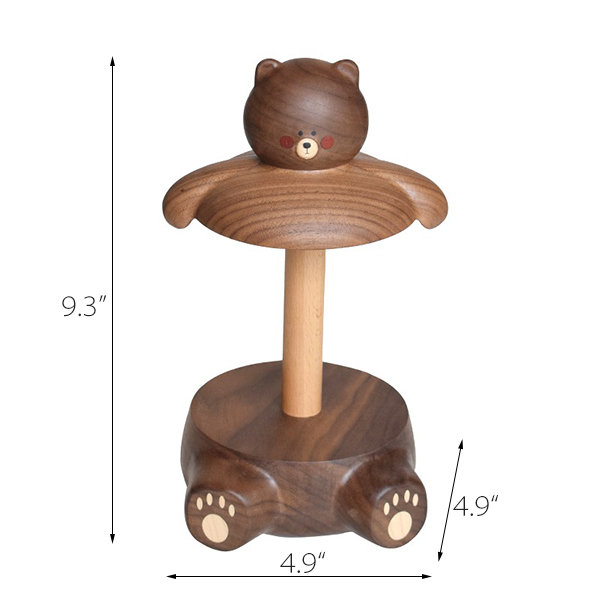 Cute Bear Toilet Paper Holder - Black Walnut Wood