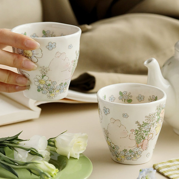 Portable travel tea set cherry blossom ceramic teapot with teacups