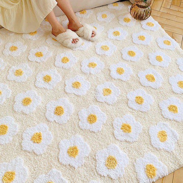 Waterproof Irregular Sofa Rug - Blended Fabric - White - Yellow - ApolloBox