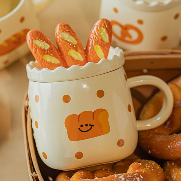 Cute Cat Mug - Ceramic - Relief Bread Pattern Design from Apollo Box