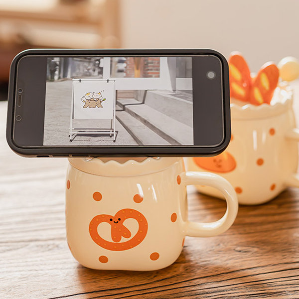 Cute Cat Mug - Ceramic - Relief Bread Pattern Design from Apollo Box