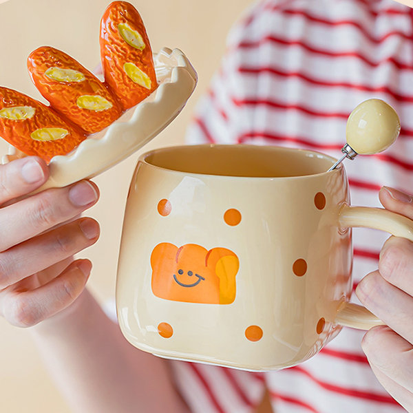 Cute Cat Mug - Ceramic - Relief Bread Pattern Design from Apollo Box