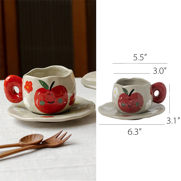 Creative Cute Fruit Ceramic Mug With Straw Ins Style Strawberry