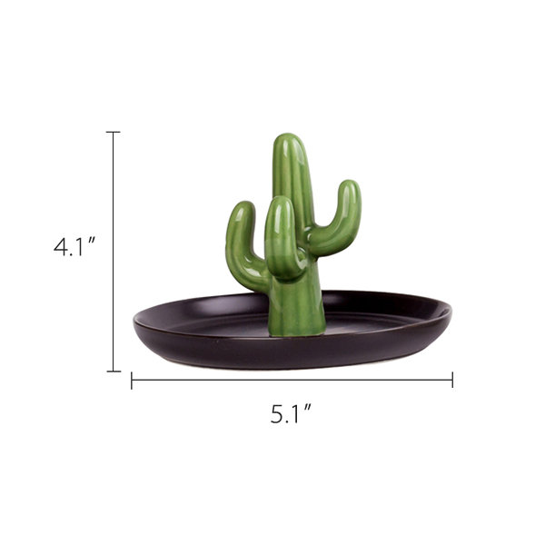Cactus Jewelry Display Stand - Ceramic - Green - Golden - 4 Colors