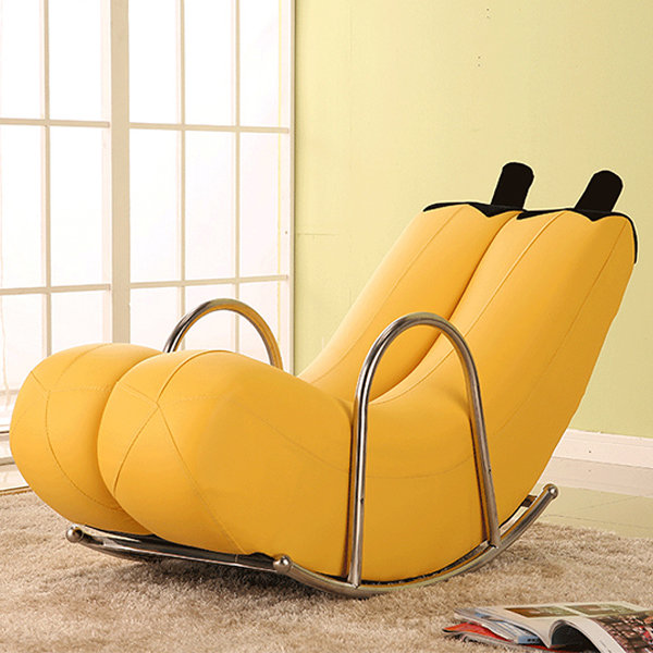 Banana Rocking Chair - PU Leather - Stainless Steel - Wood - 5 Colors
