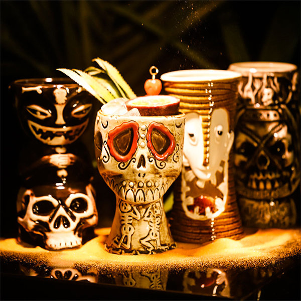 Skeleton Cocktail Glass - Ceramic - Pirate - Doll - 4 Patterns