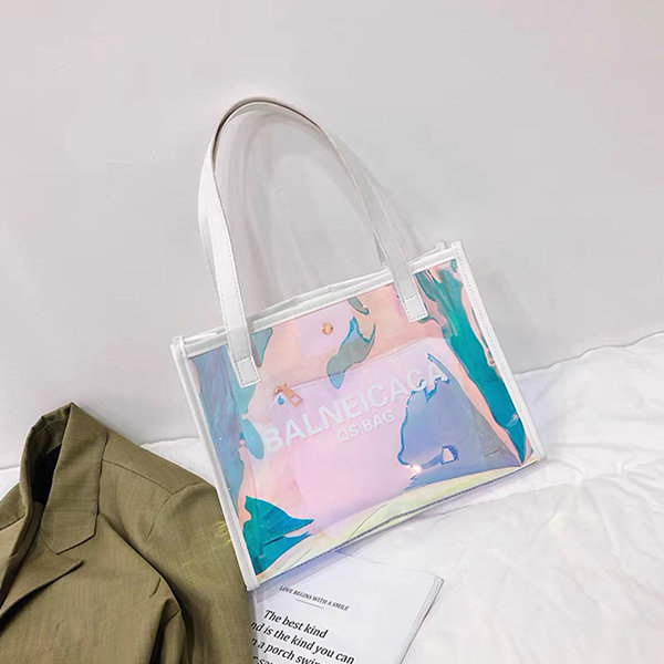 Customized PVC Transparent Jelly Shopping Bag Transparent Large