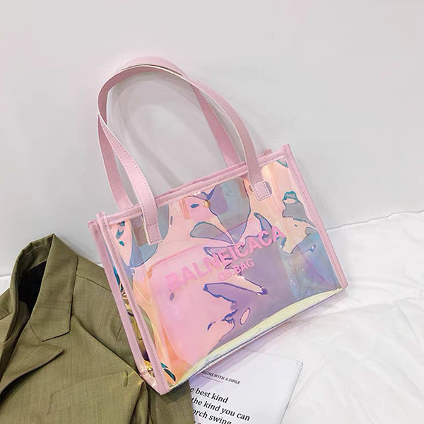 Transparent Color Tote Pvc Bag, Transparent Laser Bags Women