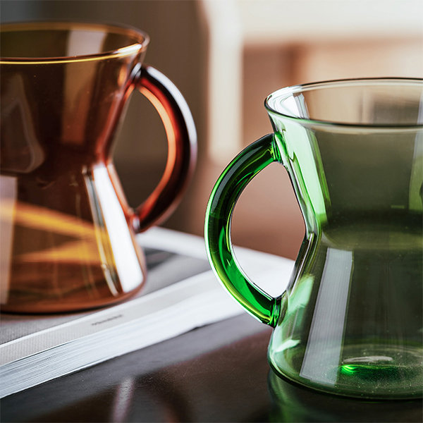 Modern Glass Mug - Brown - Green - Blue - ApolloBox