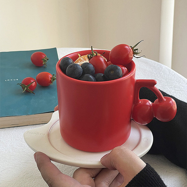 Cherry Featured Ceramic Pot with Handle - ApolloBox