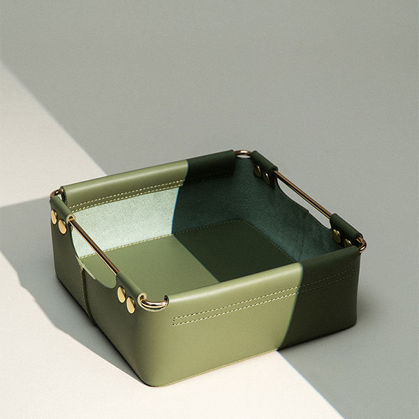 Square Storage Tray - PU - Green - Pink - Brown - 5 Colors