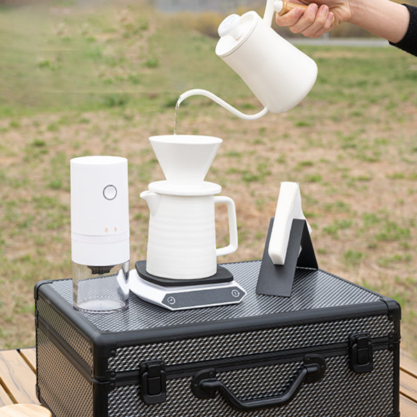 Outdoor Coffee Maker Set - Suitcase - White - Black - ApolloBox