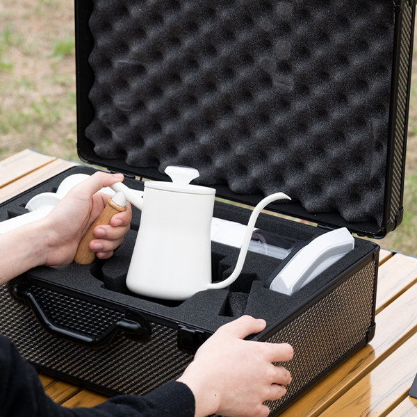 Outdoor Coffee Maker Set - Suitcase - White - Black - ApolloBox