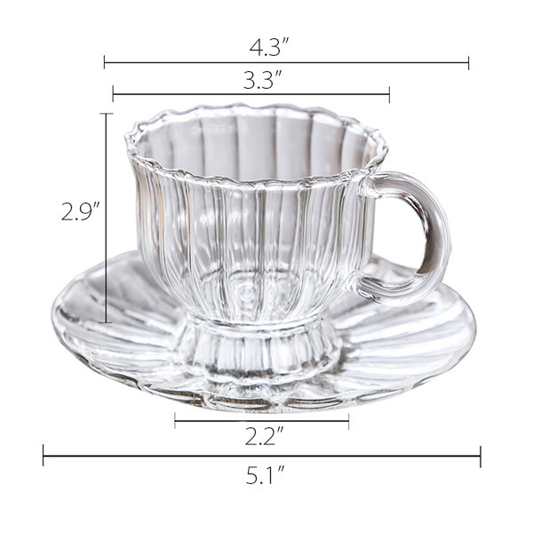 Customized Drinking Tea Set Clear Glass Cup with Plate Holder - China Tea  Set and Glass Cup Set price