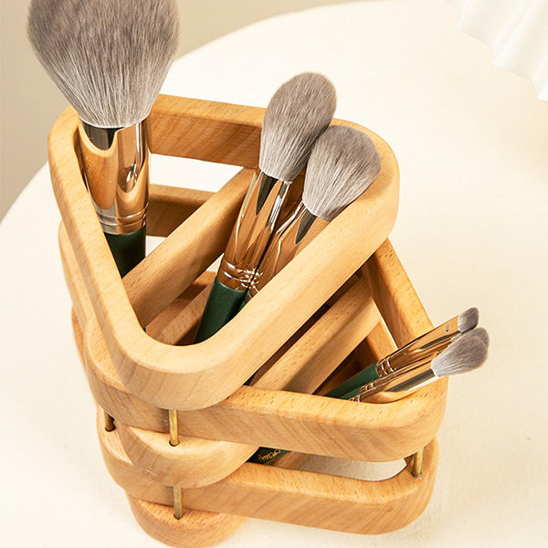Paint Brush Holders Wooden Painting Pen Holder Stand Wooden Makeup