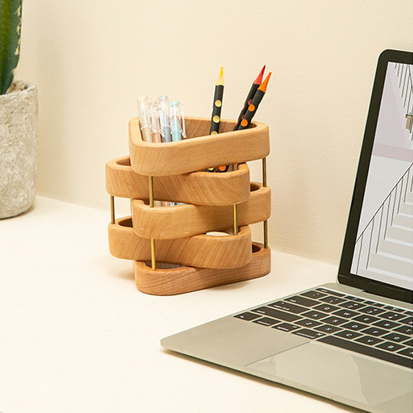 Pen Holder for Desk, Maple  Custom Office Desk Accessories