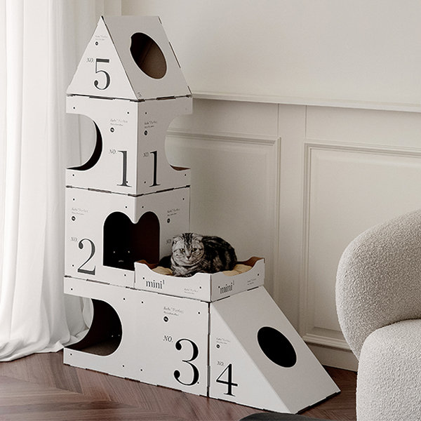 Modular cardboard cat outlet house