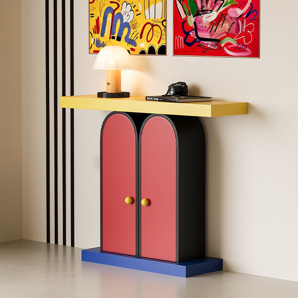 Color Block Artistic Console Table - Wood