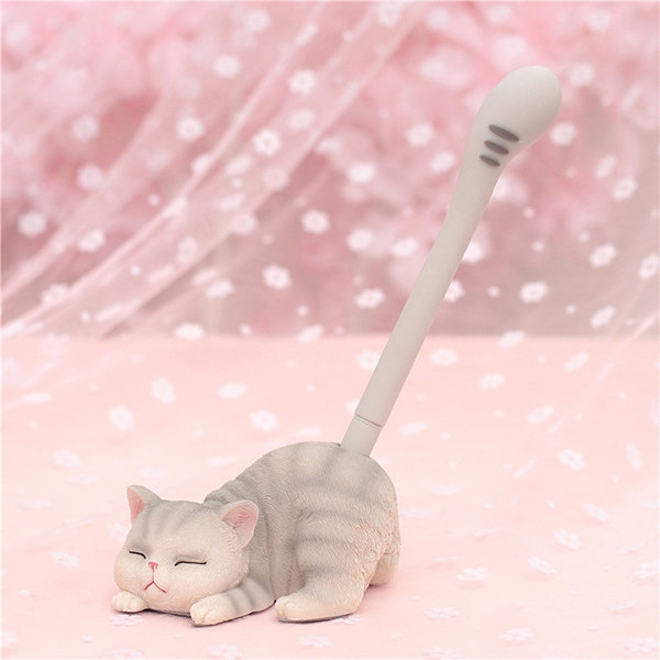 Cute Cat Pen - Resin - Light Gray - Dark Gray