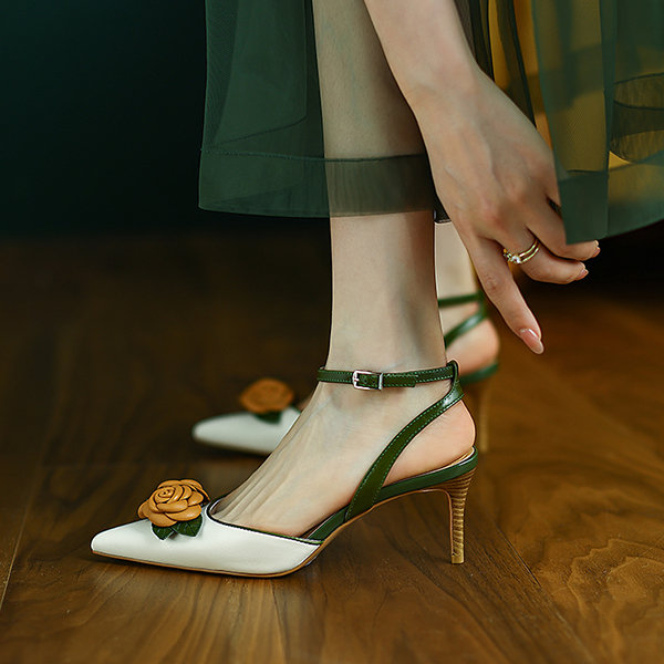 Floral Print Slingback Peep Toe High Heels | David's Bridal