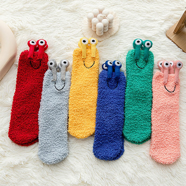 Cartoon Fluffy Socks - Polyester - Pink - Gray - 6 Colors - ApolloBox