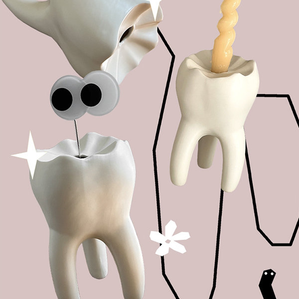Tooth Shaped Novelty Decor - Vase - Ceramic