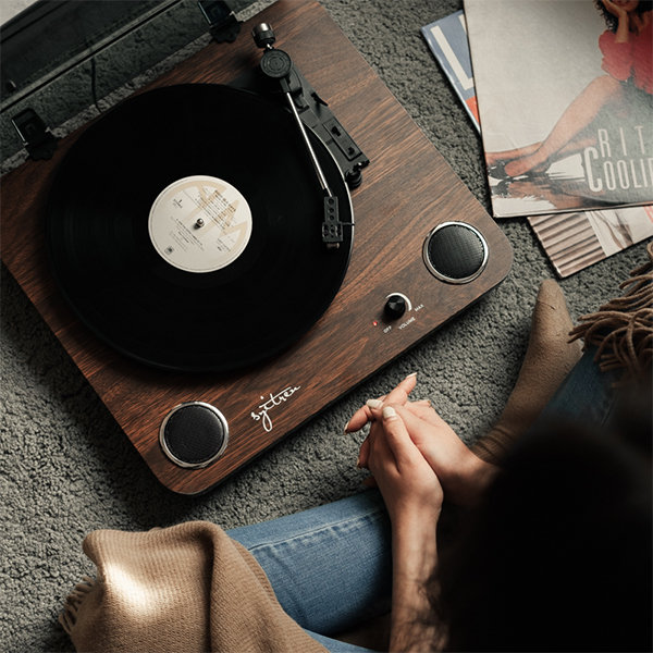 Vintage Vinyl Record Player - Wood - Black - Bluetooth Speaker