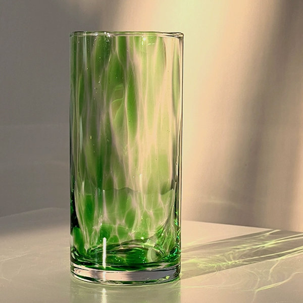 Vintage Clear Glass Cup - Green - ApolloBox