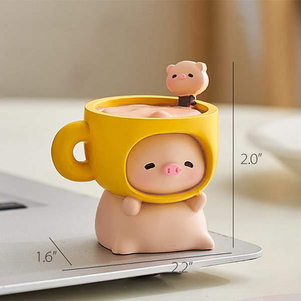 Cute Piggy Decoration - Resin - Juice - Cappuccino - 6 Patterns - ApolloBox