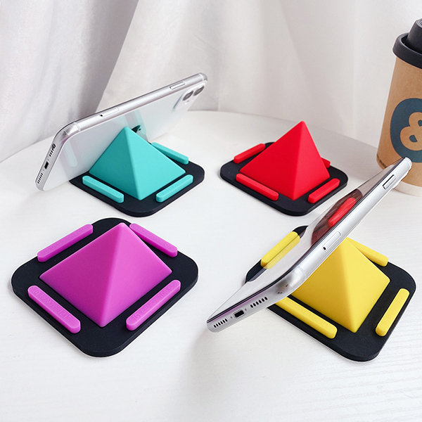 Pyramid Phone Stand - Silica Gel - Cyan - Red - 4 Colors