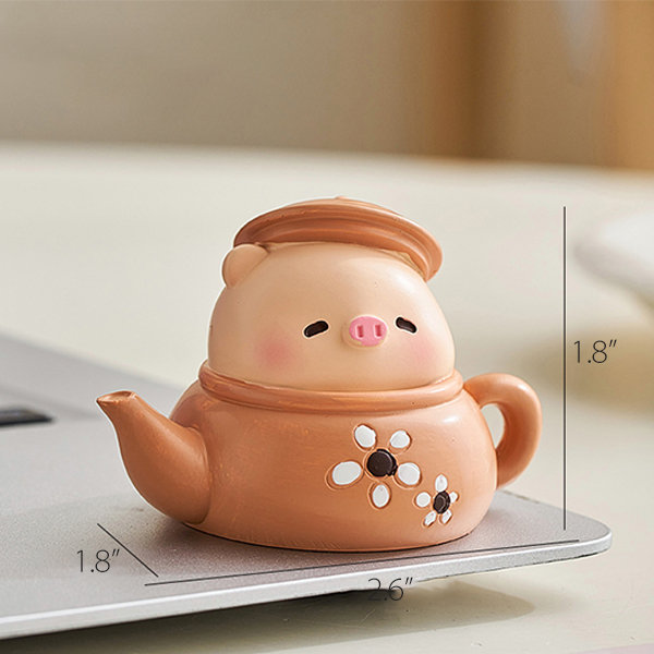 Cute Piggy Decoration - Resin - Juice - Cappuccino - 6 Patterns - ApolloBox