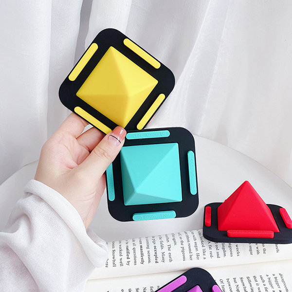 Pyramid Phone Stand - Silica Gel - Cyan - Red - 4 Colors