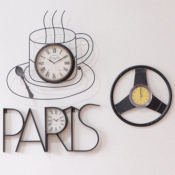 Industrial Vintage Wall Clock - Metal - Steering Wheel - Coffee - 3 Patterns