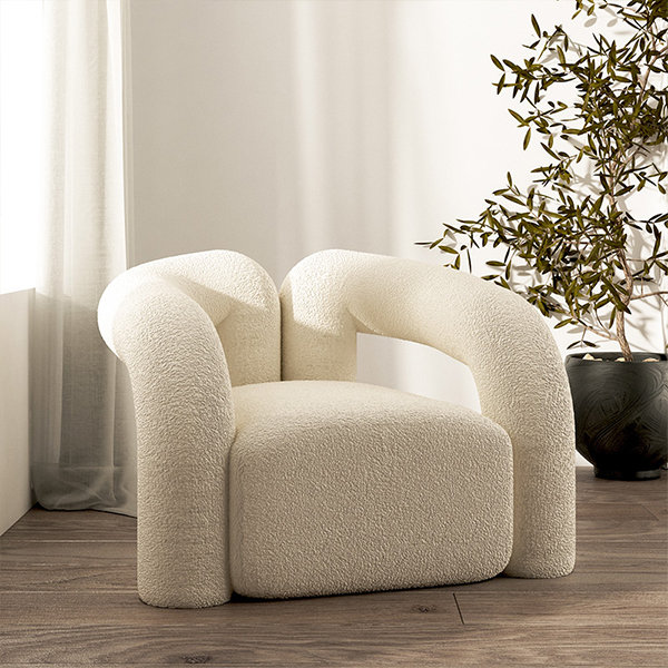 Nordic Single Sofa Chair - Cashmere - Wood - White - Red - 5 Colors